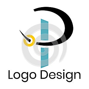 Logo design P in black yellow and blue