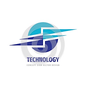 Logo design technology. Global computer network icon. Abstract concept sign. Connection sign. Saturn planet symbol