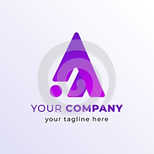 Letter A Purple Gradient Abstract Shape. Vector Logo Design Template