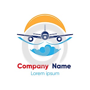 Logo design template for abstract airlines, airplane tickets, travel agencies. Vector illustration.