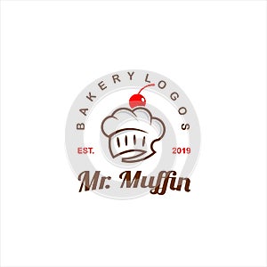 Logo design template with simple modern badge concept muffin