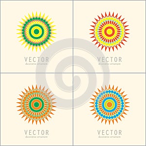 Logo design templates and patterns.Ornamental eastern emblems. Creative circular symbols set.