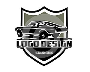 logo design vector illustration of vintage car 1968 Mustang GT 390.