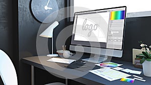 logo design workspace