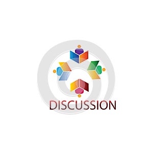 Logo discussion education colorful illustration design vector