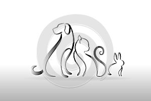 Logo dog,cat and rabbit id card icon vector