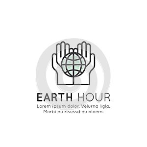 Logo of Earth Hour, Save the Planet Banner, Green ECO Energy, Recycling and Energy saving