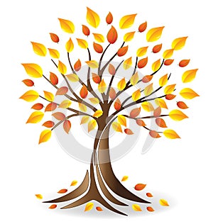 Logo Ecology fall season tree vector