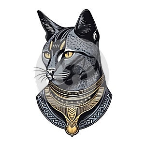 Logo Egyptian Mau Cat On Isolated Tansparent Background, Png. Generative AI