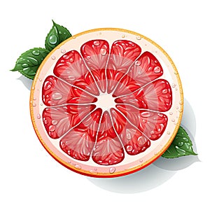 logo emblem symbol with half red ripe juicy grapefruit fruit on a white background