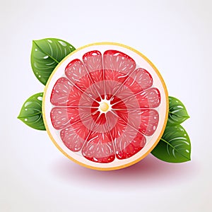 logo emblem symbol with half red ripe juicy grapefruit fruit on a white background
