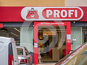 Logo at the entrance of a Profi supermarket
