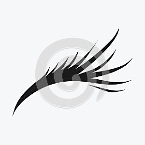 Logo of eyelashes. Stylized hair. Abstract lines of triangular shape. Black and white vector illustration.