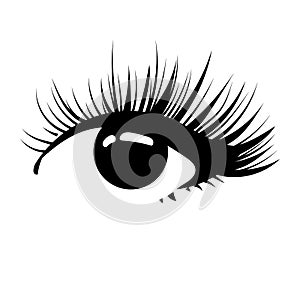 Logo of eyelashes. Stylized hair. Abstract lines of triangular shape. Black and white vector illustration.