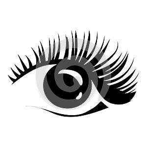 Logo of eyelashes. Stylized hair. Abstract lines of triangular shape. Black and white vector illustration.