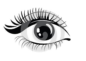 Logo of eyelashes. Stylized hair. Abstract lines of triangular shape. Black and white vector illustration.