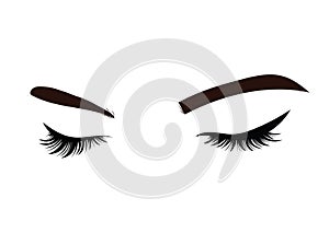 Logo of eyelashes. Stylized hair. Abstract lines of triangular shape. Black and white vector illustration.