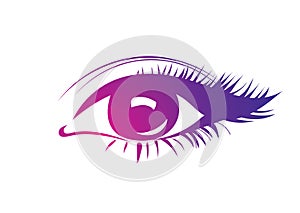 Logo of eyelashes. Stylized hair. Abstract lines of triangular shape. Colored vector illustration.