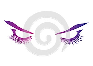 Logo of eyelashes. Stylized hair. Abstract lines of triangular shape. Colored vector illustration.