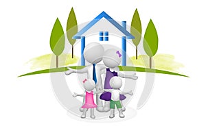 Logo Family house 3D people vector image photo