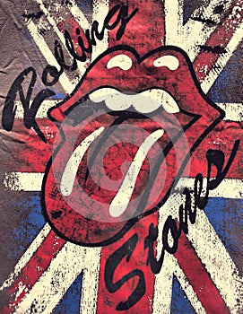 Logo of the famous rock band Rolling stones with an interesting background