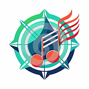 A logo featuring musical notes and instruments representing a musical school, music logo design Note web logotype. Abstract icon