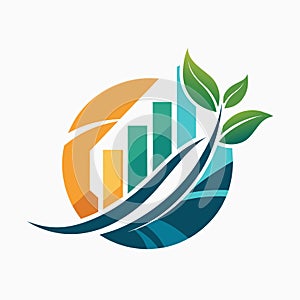 A logo featuring a plant growing out of a company emblem, symbolizing growth and renewal, Abstract representation of growth and
