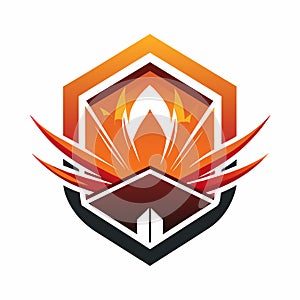 A logo featuring a stylized fire burning inside the design, symbolizing warmth and welcome, Design a sleek logo inspired by warmth