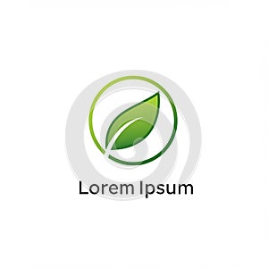 A logo featuring a stylized green leaf enclosed within a gradient green circle,