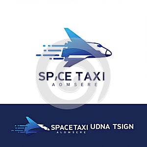 A logo featuring a stylized space shuttle in gradient blue shades, suggesting motion