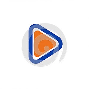 A logo featuring a triangular shape with rounded corners. The center is an orange