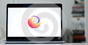 Logo of Firefox, an open-source web browser on a computer screen