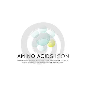 Logo of food supplements, ingredients and vitamins and elements for bio package labels - Amino Acids