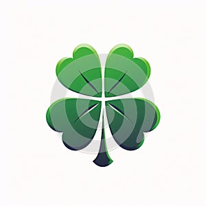 Logo, four-leaf clover symbol on white isolated. Green four-leaf clover symbol of St. Patrick\'