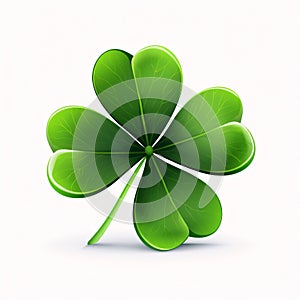 Logo, four-leaf clover symbol on white isolated. Green four-leaf clover symbol of St. Patrick\'