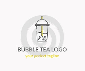 Logo. A glass of iced tea. Vector icon.