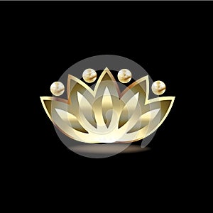 Logo gold lotus people flower spa symbol yoga vector image illustration graphic design