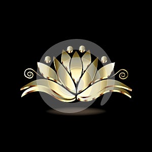Logo gold lotus people flower symbol of yoga vector image illustration graphic design