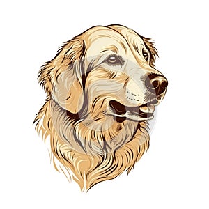 Logo Golden Retriever Dog On Isolated Tansparent Background, Png. Generative AI