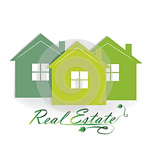 Logo green house real estate icon vector design