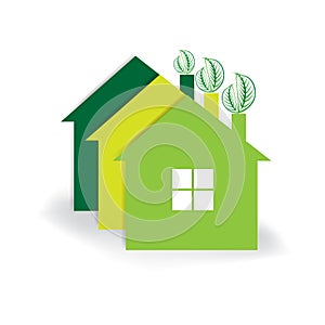 Logo green house real estate icon vector design