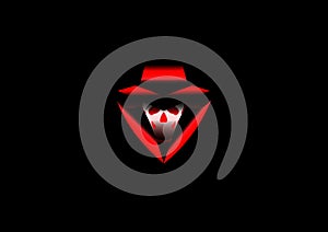 Logo hacker detected, isolated or black background photo