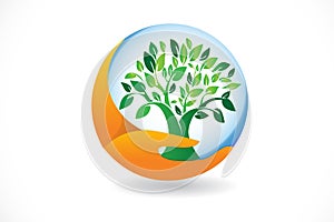 Logo hand care a tree icon vector