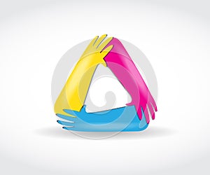 Logo hands trial teamwork vector web image