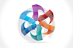 Logo handshake teamwork people vector image