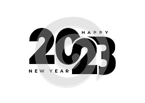 Logo Happy New Year 2023 text design. Cover of business diary for 2023 with wishes. Brochure design template, card, banner, poster