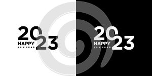 Logo Happy New Year 2023 text design. Cover of business diary for 2023 with wishes. Brochure design template, card, banner, poster