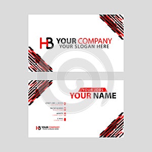 Logo HB design with a black and red business card with horizontal and modern design.