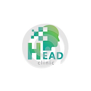 Logo head digital medical clinic man health vector