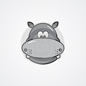 Logo with head of hippo in thin line style. Vector illustration photo